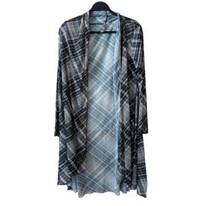 Comfy USA Plaid Mesh Lightweight Cardigan Duster Size Medium